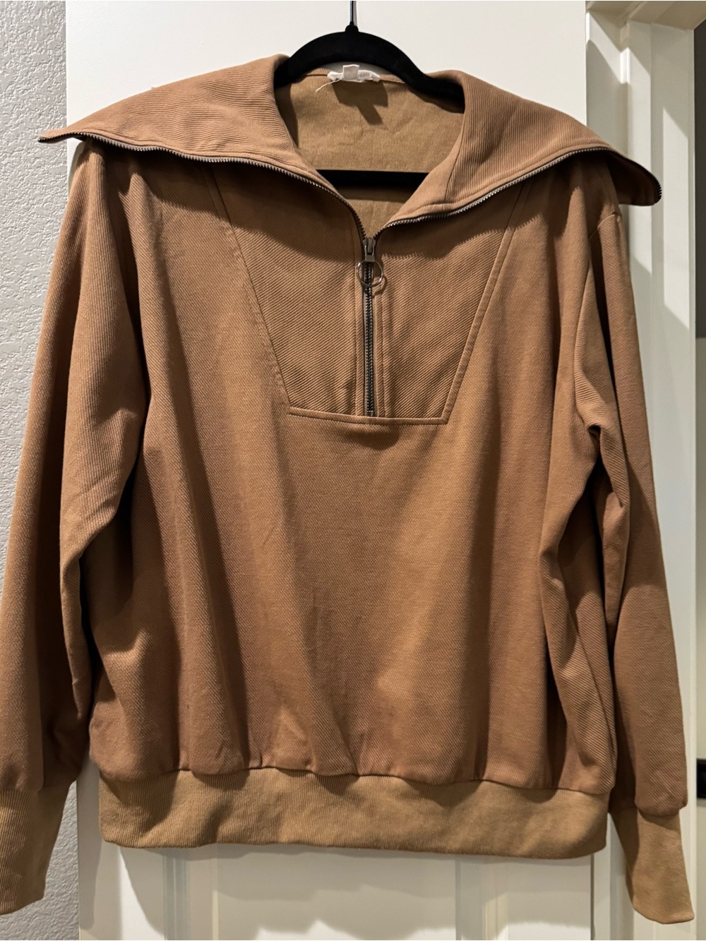 Women's Zip-Front Pullover Sweater - Tan by Sewn & Seen